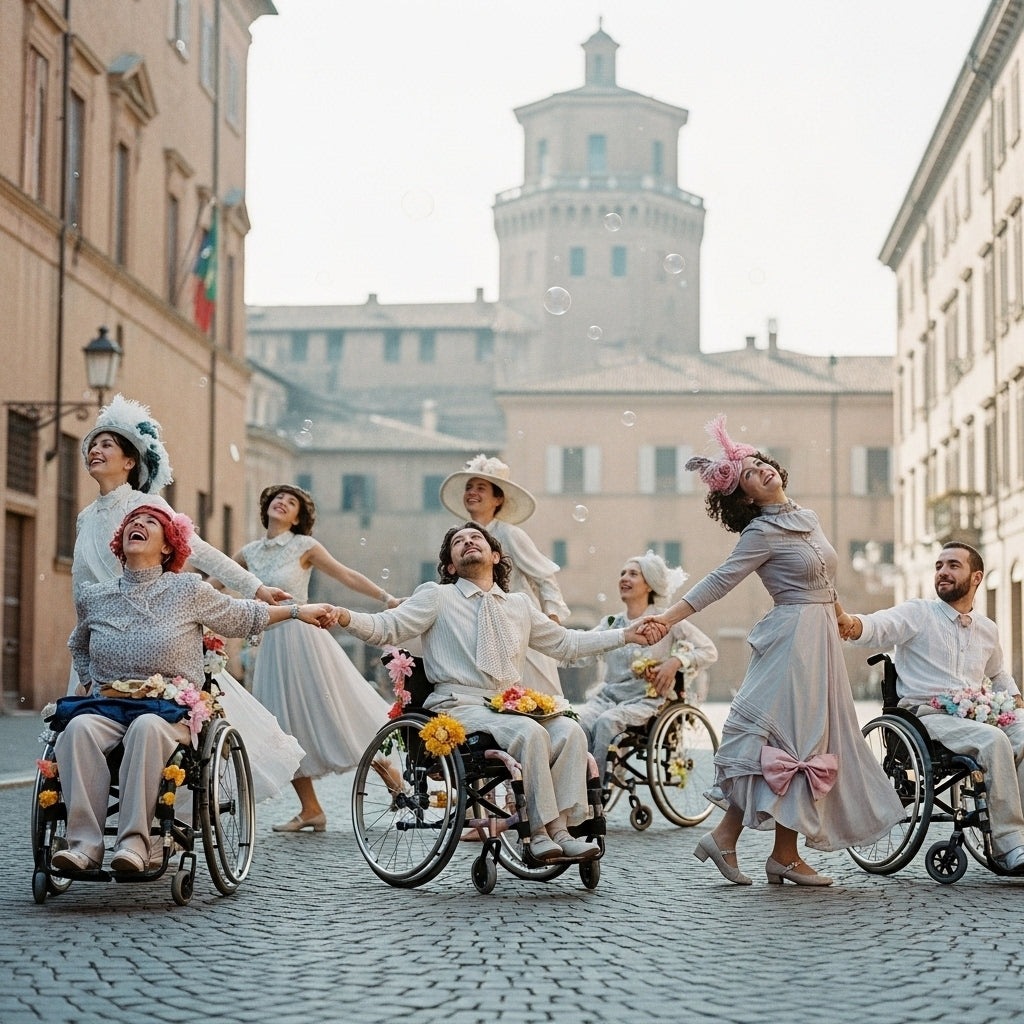 Ballo nel centro storico a rotelle