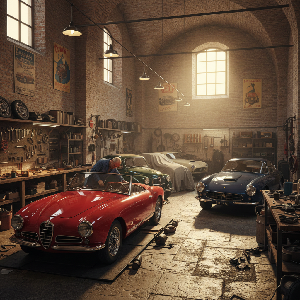Pomeriggio alle Officine Ferraresi nel restauro di auto d'epoca